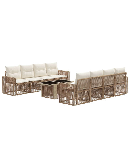 Set Divano da Giardino 9 pz Beige e Bianco Crema polyrattan