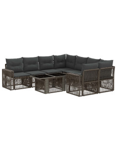 Set Divano da Giardino 9 pz Grigio e Grigio Scuro polyrattan 2