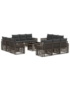 Set Divano da Giardino 13 pz Grigio e Grigio Scuro polyrattan 2