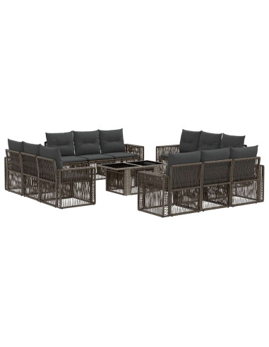 Set Divano da Giardino 13 pz Grigio e Grigio Scuro polyrattan