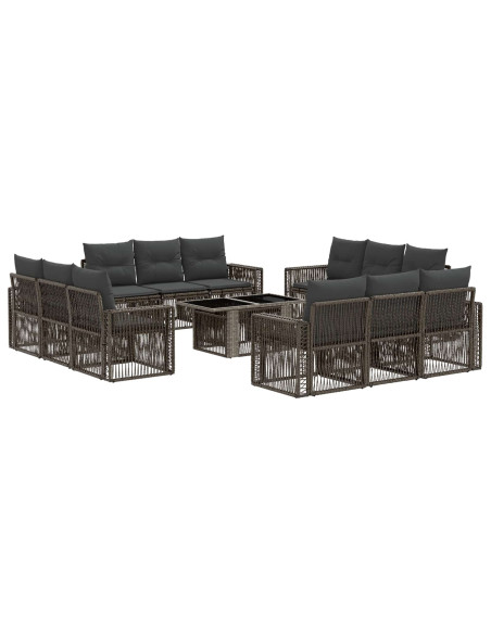 Set Divano da Giardino 13 pz Grigio e Grigio Scuro polyrattan