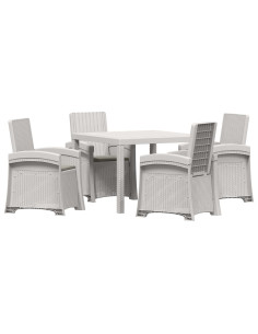 Set da Pranzo per Giardino 5 pz Bianco e Grigio Chiaro PP 2