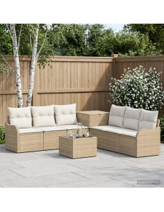 Set di divani 8 pz Beige e Bianco Crema