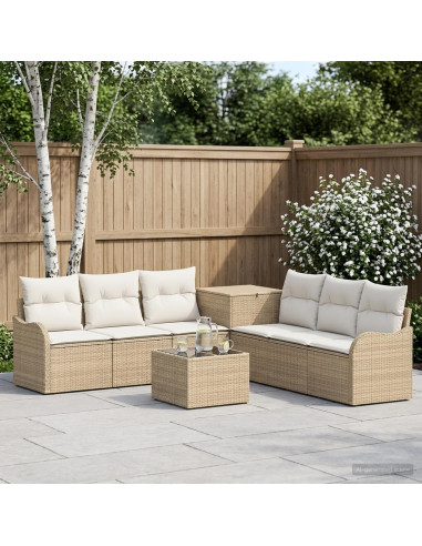 Set di divani 8 pz Beige e Bianco Crema