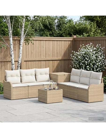 Set di divani 8 pz Beige e Bianco Crema