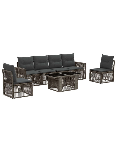 Set Divano da Giardino 7 pz Grigio e Grigio Scuro polyrattan