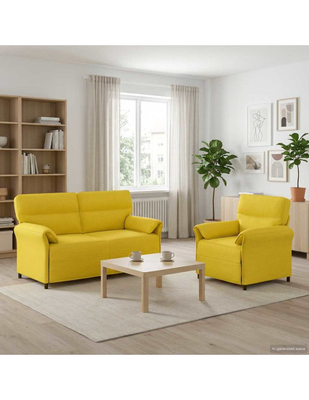 Set di divani 2 pz Giallo Chiaro Tessuto