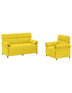 Set di divani 2 pz Giallo Chiaro Tessuto 2