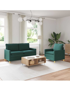 Set di divani 2 pz Verde Scuro Tessuto