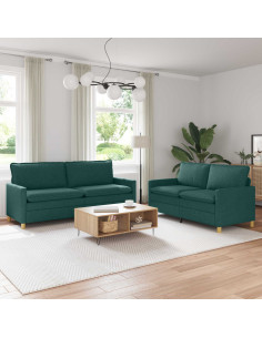 Set di divani 2 pz Verde Scuro Tessuto