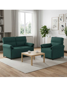 Set di divani 2 pz Verde Scuro Tessuto