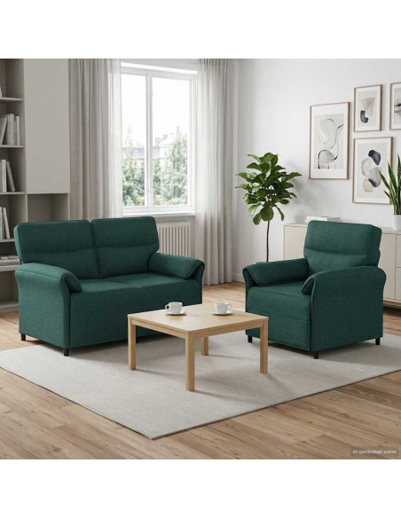 Set di divani 2 pz Verde Scuro Tessuto
