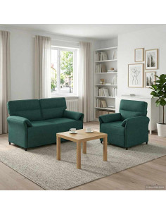 Set di divani 2 pz Verde Scuro Tessuto