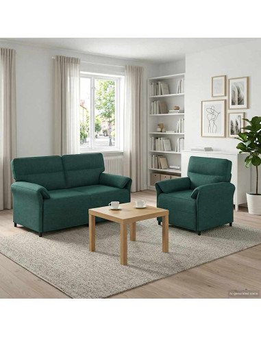 Set di divani 2 pz Verde Scuro Tessuto