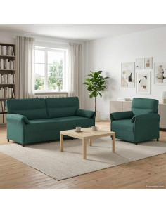 Set di divani 2 pz Verde Scuro Tessuto