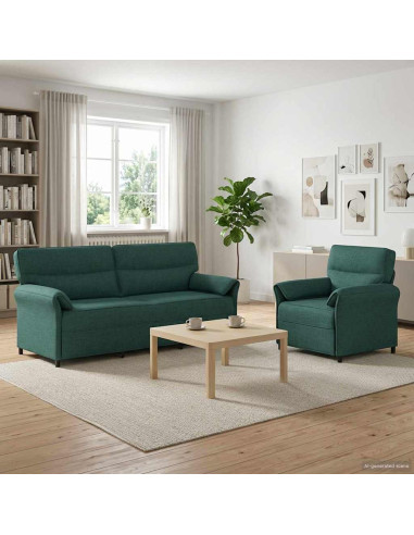 Set di divani 2 pz Verde Scuro Tessuto