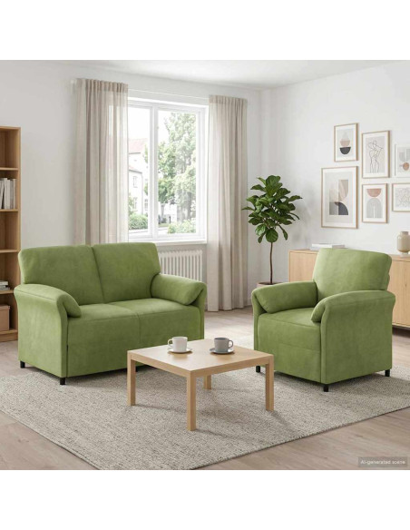 Set di divani 2 pz Verde chiaro Velluto