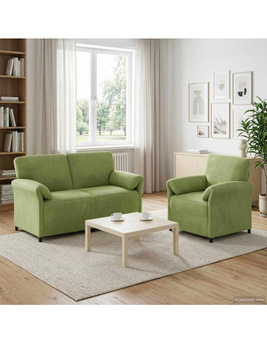 Set di divani 2 pz Verde chiaro Velluto