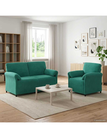 Set di divani 2 pz Turchese Velluto