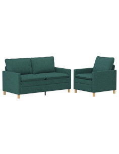 Set di divani 2 pz Verde Scuro Tessuto 2