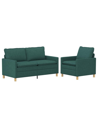 Set di divani 2 pz Verde Scuro Tessuto