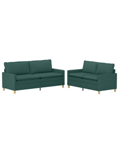Set di divani 2 pz Verde Scuro Tessuto 2