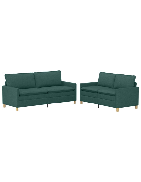 Set di divani 2 pz Verde Scuro Tessuto