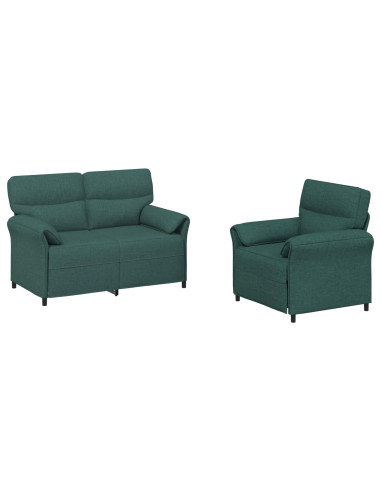 Set di divani 2 pz Verde Scuro Tessuto