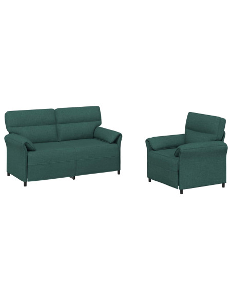 Set di divani 2 pz Verde Scuro Tessuto