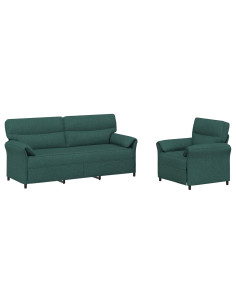 Set di divani 2 pz Verde Scuro Tessuto 2
