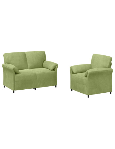 Set di divani 2 pz Verde chiaro Velluto