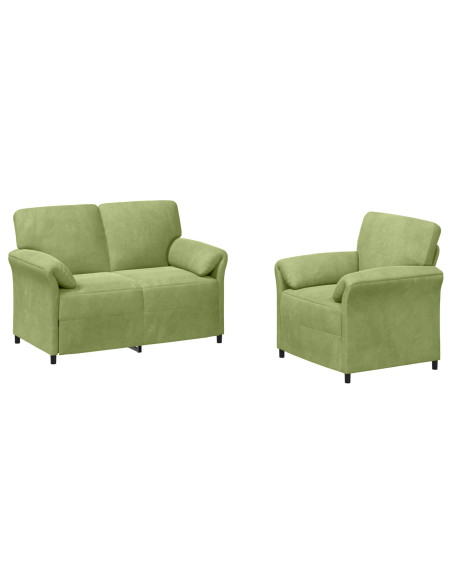 Set di divani 2 pz Verde chiaro Velluto