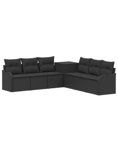 Set di divani 7 pz Nero Rattan sintetico e Acciaio 2