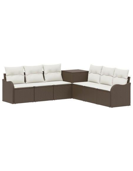 Set di divani 7 pz Marrone e Bianco Crema