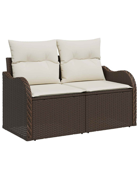 Set di divani 7 pz Marrone e Bianco Crema
