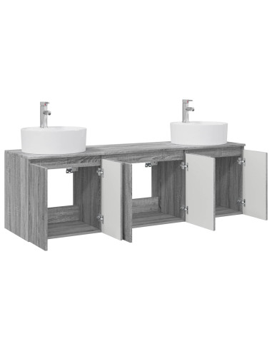 Set di Armadi da Bagno 3 pz Sonoma grigio 49,5 x 44,5 x 65 cm