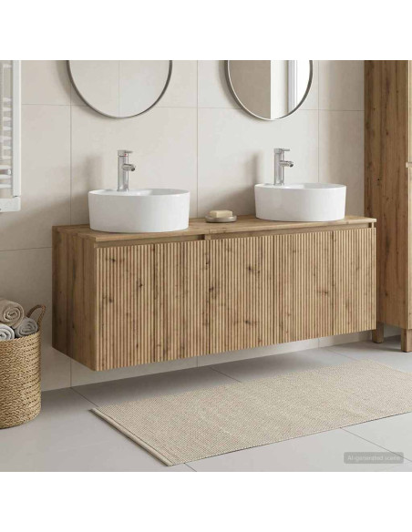 Set di Armadi da Bagno 3 pz Rovere Artigianale