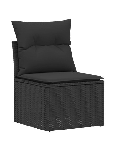 Set di divani 6 pz Nero Rattan sintetico e Acciaio