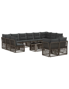 Set Divano da Giardino 13 pz Grigio polyrattan 2