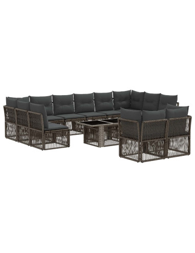 Set Divano da Giardino 13 pz Grigio polyrattan