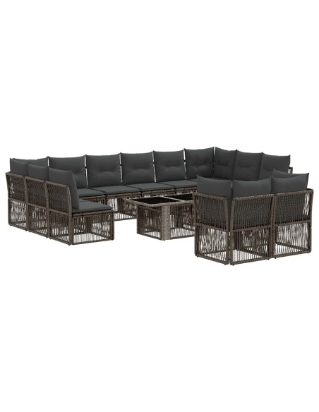 Set Divano da Giardino 13 pz Grigio polyrattan