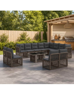 Set Divano da Giardino 13 pz Grigio polyrattan