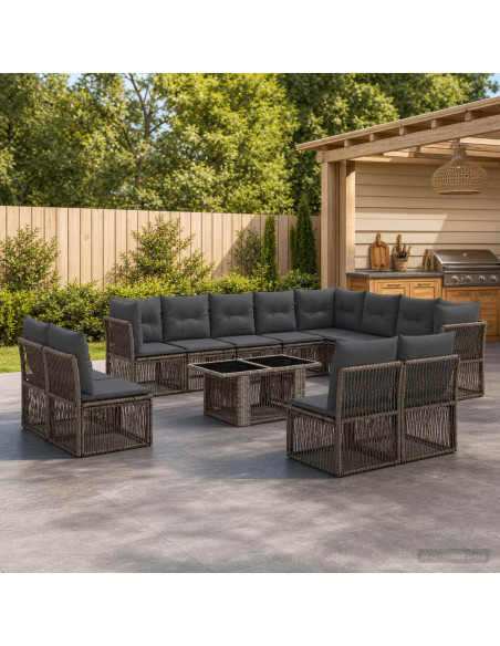 Set Divano da Giardino 13 pz Grigio polyrattan