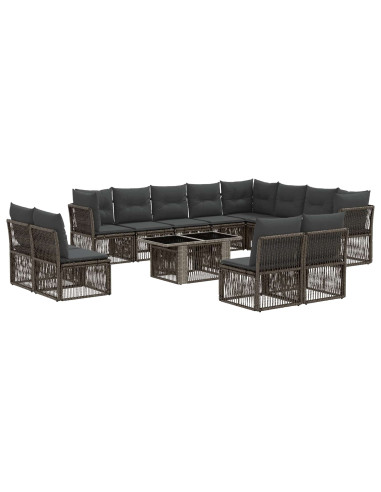 Set Divano da Giardino 13 pz Grigio polyrattan