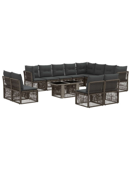 Set Divano da Giardino 13 pz Grigio polyrattan