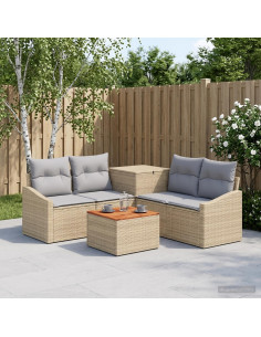 Set di divani 6 pz Beige e Grigio Chiaro