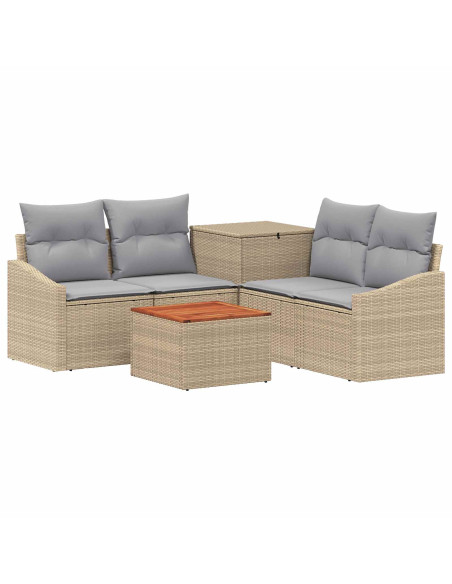 Set di divani 6 pz Beige e Grigio Chiaro