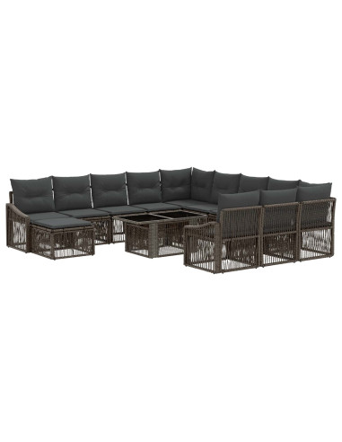 Set Divano da Giardino 13 pz Grigio e Grigio Scuro polyrattan
