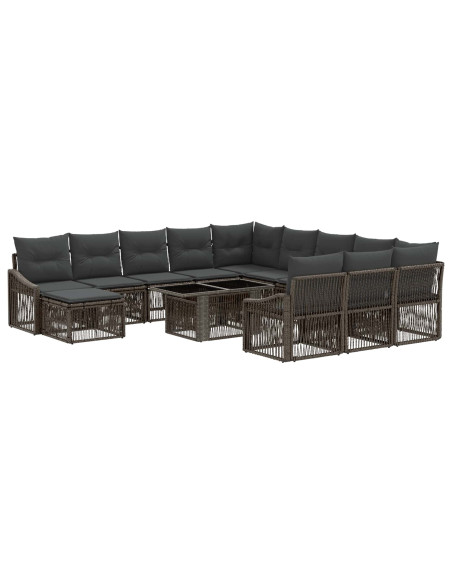Set Divano da Giardino 13 pz Grigio e Grigio Scuro polyrattan