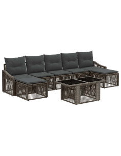 Set Divano da Giardino 8 pz Grigio e Grigio Scuro polyrattan 2